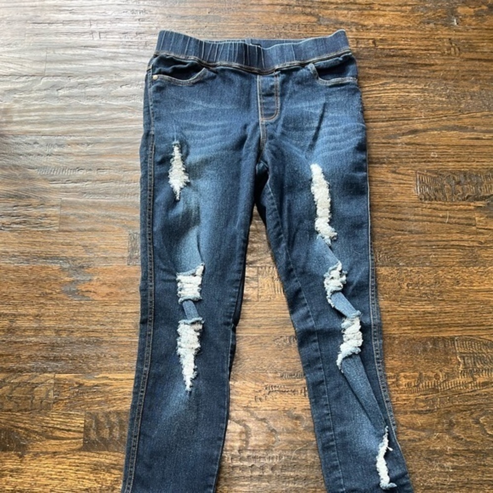 Distressed Jean Jegging Sz Small
